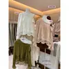 Blusa Larga de Hombros Descubiertos con Bordado Hueco y Encaje para Mujer AS OFFICIA Estilo Francés Suave Otoño 28828