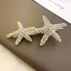 Exquisita Horquilla de Estrella de Mar Incrustada de Diamantes para Mujer, Pinza para Flequillo Lateral de Lujo Ligero, Accesorio para el Cabello de Estrella de Atmósfera Única