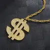 Collar de Cadena de Oro con Dólar Hip-Hop 2025 Verano Discoteca de Moda Collar Transfronterizo Más Vendido Aleación de Zinc con Pedrería