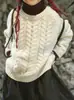 Suéter de lana infantil estilo nórdico, cuello redondo, tejido de ochos, corte holgado, diseño de hombros caídos, otoño e invierno, unisex, tejido cálido y elegante