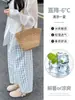 Pantalones Cortos de Cuadros Azules para Mujer Petite, Verano 2026 Nuevo Estilo Japonés de Cintura Alta Sueltos Adelgazantes Casuales Harem