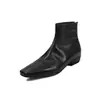 Botines Chelsea de Piel de Vaca Lavada de Alta Calidad para Viajar Invierno 2026 Tacón Bajo Grueso Puntera Cuadrada Botines de Piel Genuina Talla Grande para Mujer Talla 42