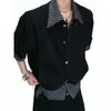 Chaqueta Camisa de Manga Corta Patchwork Falsa de Dos Piezas, Lujosa y Elegante, con un Estilo Fresco para Hombre, Cárdigan de Marca de Moda, Top Holgado