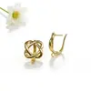 Moda Europeia e Americana Acessórios de Brinco Florais Brilhantes em Formato de U Banhados a Cobre para Mulheres Joias DIY Brincos de Pérola Ganchos de Orelha Presilhas de Orelha