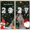 Pegatinas Navideñas Papá Noel Renos Copos de Nieve Pegatinas para Vidrio Bolas Colgantes Transfronterizas Muñeco de Nieve Feliz Navidad Pegatinas Estáticas