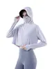 Roupa com Proteção Solar Feminina de Verão UPF50 Seda Gelada Resistente a UV Cola Preta Aba com Capuz Respirável Secagem Rápida Roupa para a Pele