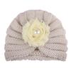 Novo Chapéu de Bebê Criativo Chapéu de Lã com Flor de Chiffon para Crianças Chapéu de Tricô Chapéu Quente de Outono e Inverno Chapéu de Baotou para Exterior