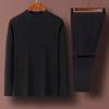 Traje cálido de manga larga de terciopelo doble cara con cuello medio para otoño e invierno conjunto de pantalones de otoño color liso simple para casa