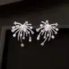 Pendientes Colgantes de Zirconia con Textura Espiral Aguja de Plata, Moda Retro, Temperamento Exquisito, Lujo Ligero, Pendientes de Gama Alta para Mujer