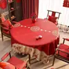 Toalha de Mesa Redonda Festiva, Sem Lavagem, Impermeável, à Prova de Óleo, Toalha de Mesa Vermelha para Decoração de Casamento, Toalha de Mesa para Mesa de Centro com Atmosfera de Ano Novo