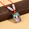 Novo Pingente de Buda Thangka Colar de Vidro Amuleto com Textos Budistas, Joia Retrô Estilo Étnico, Direto da Fábrica