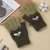 Guantes de Caricatura Sonrientes Moda Coreana Guantes de Montar Invierno A Prueba de Frío Forrados de Felpa Engrosados Guantes de Estudiante Guantes para Pantalla Táctil