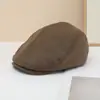Boina de pato invertido estilo retrô japonês para mulheres, boné simples versátil para afinar o rosto de outono, boina de jornaleiro para homens