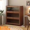 Estantería de almacenamiento, librero de pie, gabinete de almacenamiento integrado de pared, gabinete doméstico de madera maciza con puertas, vitrina a prueba de polvo