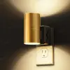 Luz Noturna de Encaixar Gy060 Cilíndrica Imitação de Ouro Iluminação Cima e Baixo Decoração de Ambiente Luz de Quarto Sensor de Controle Noturno