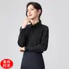 Nova Camisa Feminina Manga Longa Preta Primavera e Outono 2026, Blusa Elegante Popular para o Trabalho, Blusa de Chiffon Versátil Plus Size