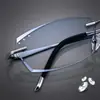 Gafas para Miopía con Acabado de Titanio Puro para Hombres con Graduación de 75/100/150/200/250/300/500 Grados, Gafas Fotocromáticas sin Montura