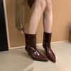 ¡La atmósfera es otoñal! Botines Cortos Slip-On Simples y Versátiles para Mujer, Nuevo Estilo 2026 Versátiles de Caña Ancha con Tacón de Aguja Botas de Montar