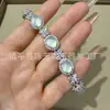 Pulseira de Calcedônia Tipo Gelo, Ágata Branca Gelo de Alta Qualidade, Pulseira de Jade Incrustada Banhada a Prata, Nova Pulseira de Joias Estilo Chinês Nacional
