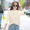Top versátil de manga larga, suelto, peso pesado, algodón puro, estilo coreano, cuello medio alto, para mujer, nuevo para otoño e invierno 2026, capa base