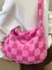 Bolso de Mujer de Gran Capacidad a Cuadros Contrastantes Moderno Elegante 2025 Holgado Casual de Axila Diagonal al Hombro Felpa Bolso Tote Grande