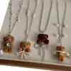 Collar con Cadena de Suéter Colgante de Oso Pardo Estrella Otoño-Invierno Vintage Marrón Lindo Oso Flocado de Lujo Ligero para Mujer