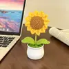 Planta de girassol em vaso tricotada à mão para decoração de casa, flores artificiais tricotadas, buquê de crochê em lã para presente, transfronteiriço