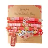 Set de Pulseras Temu para el Día de San Valentín Transfronterizo Sobre Rosa Romántico Colgante de Arcilla Suave Tarjeta de Pulsera con Cuentas