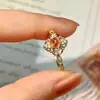 Novo Anel Simples Quadrado Champagne Pétala Oca Laranja Fanta Pedra Estilo Étnico Luz de Anel Cor de Luxo Tesouro Aberto Feminino