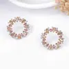 Brincos de Círculo Cheio de Diamantes Geométricos Criativos de Luxo Leve Transfronteiriços, Estilo Feminino para Uso Diário e no Trabalho