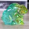 Estatueta de Coelho do Zodíaco em Vidro Coelho da Sorte Ornamento de Mesa Atrai-Riqueza Decoração para Casa Artesanato Presente Coelho de Cristal Amarelo