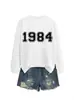 Amazon eBay sitio independiente casual simple cómodo mujer 1984 digital otoño e invierno nuevo cuello redondo manga larga sudadera