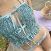 Traje de baño de tres piezas estilo coreano Ins, nuevo, 2025, estilo puro, sexy, dividido, para mujer, para vacaciones en la playa, bikini
