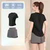Conjunto de Roupa Esportiva Feminina de Verão com Secagem Rápida, Camiseta de Manga Curta para Corrida, Shorts Esportivos Anti-Exposição, Conjunto de Yoga