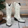 Botas vaqueras bordadas retro de gran venta para mujer, botines de punta fina con tacón grueso, sin cordones, cómodas y no cansan los pies, zapatos de mujer para otoño e invierno