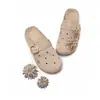 [Em Estoque] Sandálias Birkenstock com Strass para Feriados de Fogos de Artifício para Mulheres, Sapatos Retro Slip-On Fechados com Solado Grosso e Aumento de Altura, Mules com Franjas