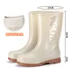 Botas de Lluvia para Mujer Estilo Coreano Transfronterizas, Zapatos de Agua Clásicos y de Moda de Caña Media para Mujer, Zapatos de Goma Antideslizantes para Mujer, Botas de vadeo Británicas