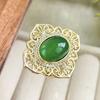 2024 nueva joyería Zhuangsheng europea simulación corindón color sangre de paloma calcedonia verde traje hueco retro maestro 10*14