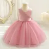Vestido de Renda para Menina de Um Ano Vestido Princesa Decote em V Laço Vestido Bufante Festival Transfronteiriço Luxo Leve de Alta Qualidade