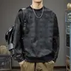 Suéter con Estampado Tie-Dye Lavado Nuevo de Otoño para Hombre Estilo Americano Moda Marca de Moda Camiseta de Rayas Raglán Mangas Largas Camisa Base Holgada