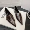 Novos Sapatos Femininos de Salto Baixo Bico Fino Estilo Europeu e Americano Outono 2025 com Design Único e Velcro para Deslocamento e Uso Profissional
