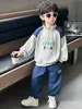 Q168 Conjunto de Primavera y Otoño para Niños Estilo Nuevo Ropa Deportiva Casual Infantil Conjunto de Dos Piezas Ropa Elegante para Bebés Niños