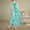 Nuevo vestido largo sin mangas de estilo resort costero con fruncido en la cintura para mujer, talla grande, adelgazante, para mujeres de talla grande, vestido largo con tiras para la playa