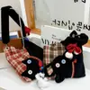 Bolsa de Lona Estilo Coreano Popular de Alta Aparência Gatinho Fofo para Mulheres, Bolsa de Ombro Único Transversal, Bolsa Tote de Grande Capacidade com Laço