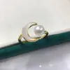 Anillo de Perla de Agua Dulce Natural Moda Madreperla Luna Creciente Simple Abierto Ajustable Joyería de Perlas Zhuji Venta al por Mayor Dropshipping