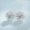 Pendientes Redondos Cuadrados de Venta Caliente en Xiaohongshu para Mujer Estilo Ins Corazón Circonita Pendientes de Seis Garras Pendientes de Copo de Nieve