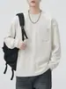 Roupas Masculinas Fengshe / Novo Suéter Retro Japonês para Primavera e Outono Versátil Simples Masculino Moletom de Manga Longa Caimento Solto Tendência Camada de Base