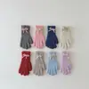 Guantes Coreanos para Niños Qiunan Invierno Lazo Guantes para Niñas Calientes para Pantalla Táctil Cinco Dedos Guantes para Bebé