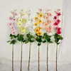 Flor de trompeta artificial de tallo largo, flor de seda para paisajismo, decoración de bodas, arreglos decorativos, flor de nicho, accesorio de fotografía, flor de trompeta con hojas