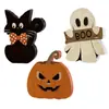 Transfronteiriço Novo Halloween Gato Preto Abóbora Fantasma Enfeites de Madeira Decorações de Feriado Montagem de Atmosfera de Festa Pequeno Suporte de Exibição